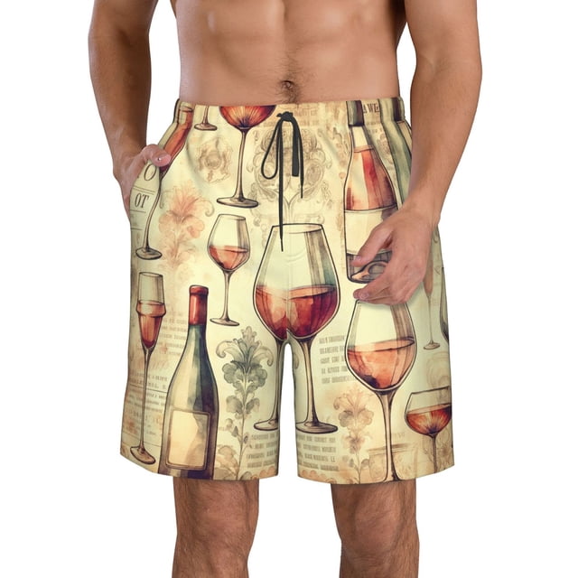 Fotbe Wine Trajes de Baño Estampados para Hombre, Shorts de Verano de Secado Rápido, Ropa de Playa, Bañadores-X-Large