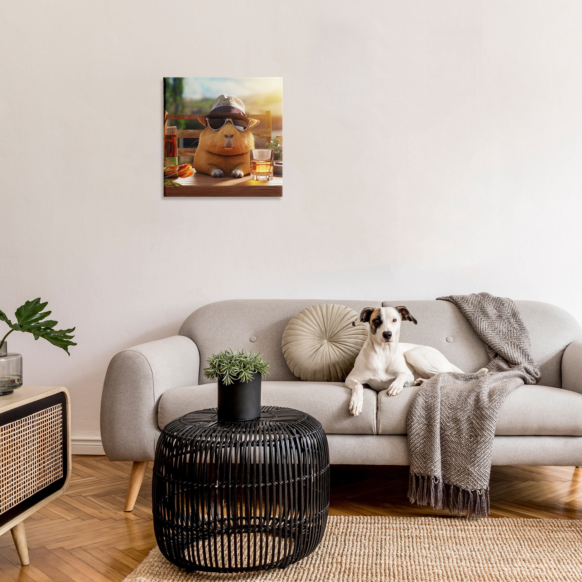 Stupell Industries Capybara & Summer Scenery Animals & Insects Painting Gallery Wrapped Canvas Art Print Wall Art, 24 x 24