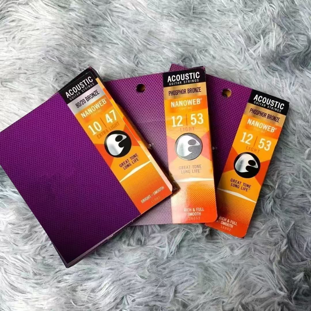 3-piece set of timbre elixir 11002 nano mesh coated acoustic guitar strings, 80/20 brass ultra light 10-47