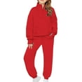 thumbnail image 2 of Unisex Kids Casual 2-Piece Tracksuit Set 5-14Y, Quarter-Zip Soft Polyester Pullover & Jogger Pants, Red,Size 5 T, 2 of 9