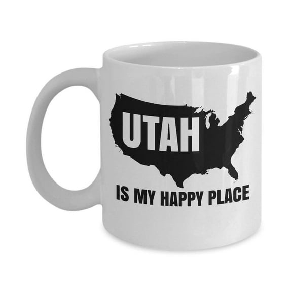 Utah Is My Happy Place Graphic State Map Coffee & Tea Gift Mug Cup For Mom
