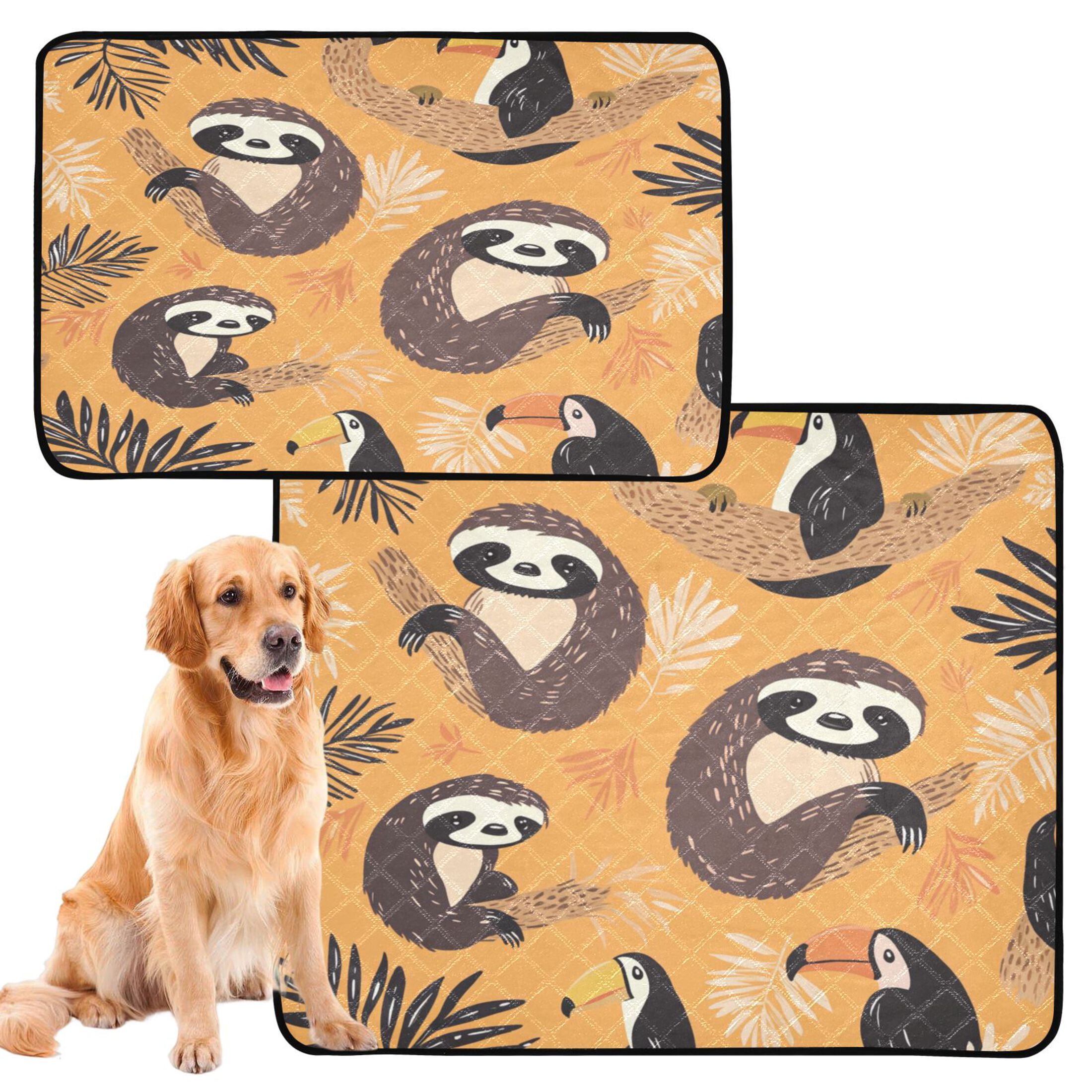 Qxltty A Pattern with Cute Sloth and Toucan in The Jungle Cat litter Pads Pet Set of 3 Diaper Mats Center Anti-leakage Layer Absorbent Soft and Comfortable