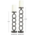 thumbnail image 3 of DecMode 2 Candle Dark Gray Aluminum Metal Geometric Chain Link Candle Holder, Set of 2, 3 of 7