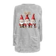 thumbnail image 5 of Feancey Christmas Loungewear for Women Fuzzy Fleece Pajama Tops Cute Gnomes Printed Graphic Sweatshirts Oversized Casual Pullovers with Pockets Gray 3XL, 5 of 5