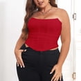 thumbnail image 2 of B91xZ Women's Poitrine Emballage Vinaigrette Os de Poisson Top Réglable Laçage Mode Plus Size XL à 5XL, Rouge 3XL, 2 of 5