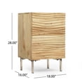 thumbnail image 6 of Handcrafted Mango Wood Bedside Table with 1 Door & Shelf, Natural Finish, Modern Wave Design, Iron Legs, 18"W x 16"D x 28"H, Perfect for Bedroom or Living Room, 6 of 15
