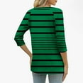 thumbnail image 6 of Womens Plus Size Fall Clothes, 3/4 Sleeve Shirts for Women Fashion Loose Fit Striped Printed Button Up Crewneck T-Shirts, 6 of 6