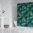 thumbnail image 2 of Teal Gold Marble Pattern Shower Curtain 72"x72" ,Bathroom Decorative Shower Curtains Set with 12 Hooks,Modern Waterproof Washable Shower Curtain, 2 of 6