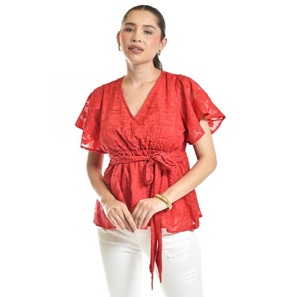 Blusa de encaje Roman Fashion /Juvenil, 5113 (Rojo) rojo M