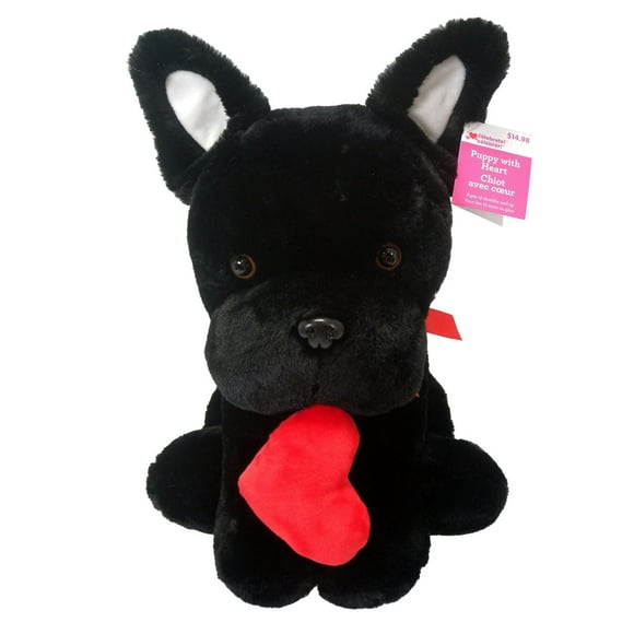 Façon de célébrer la Saint-Valentin en peluche 10 '' chien noir avec coeur