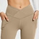 thumbnail image 4 of Leggings acampanados para mujer, pantalones de yoga - Tejido elástico en 4 direcciones con bolsillos laterales - Cintura en forma de V para fitness/ropa informal, 4 of 8