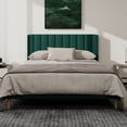 thumbnail image 2 of NNV Queen Upholstered Platform Bed with Vertical Channel Tufted Headboard,Wooden Slats Support,Green Velvet, 2 of 6