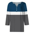 thumbnail image 3 of JULMCOMO Half Sleeve Summer Tops for Women 2024 Summer V Neck Button down T Shirts Basic Striped Color Block Print Tees Loose Fit Dressy Casual Blouse Royal Blue L, 3 of 4