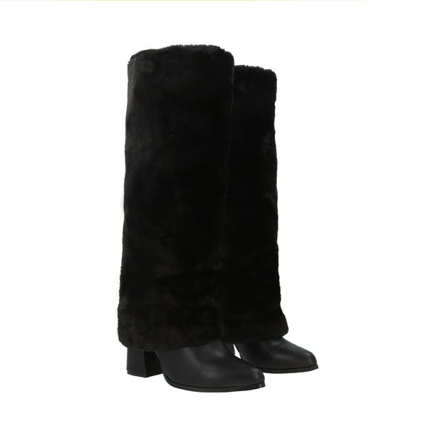Bota Con Capucha De Peluche Amaranta Para Mujer Piel Sintética Negro