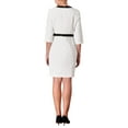 thumbnail image 3 of INSPIRE CHIC Women's Winter Long Sleeve Contrast Color Pencil Work Sheath Dress S White Black, 3 of 5