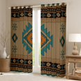 thumbnail image 2 of jejeloiu Retro Boho Aztec Blackout Curtains Set of 2 (52x84 Each),Rustic Farmhouse Tribal Window Curtains,Brown Cyan Curtains and Drapes For Teens,Microfiber Bedroom Decor, 2 of 6