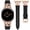 Black/Rose Gold, variant on Leather Band Compatible with Samsung Galaxy Watch 8 40mm 44mm & Watch 8 Classic 46mm, Slim Dressy Genuine Leather Strap with D-Shape Metal Buckle for Women