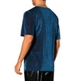 thumbnail image 3 of Camisetas de malla transparente Inspire Chic para hombres, camiseta de manga corta, camiseta brillante con purpurina metálica, M azul, 3 of 5