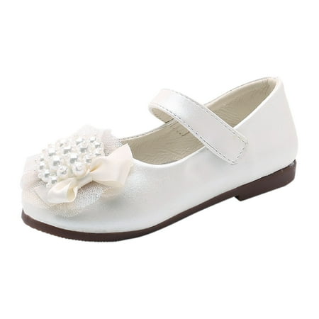

Girls Leather Shoes Bow Design Pink Flower Pattern Shoes Kid Girls Performance Shoes Single Shoes