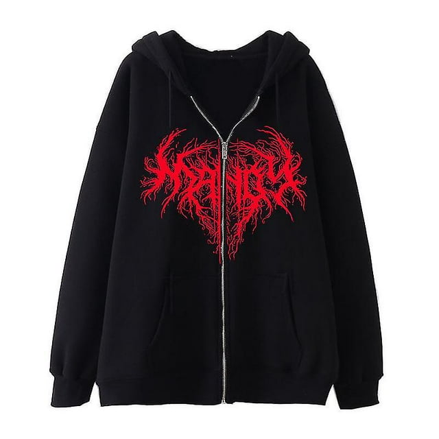 Sweat à Capuche Zippé Foncé en Forme de Cœur Racines d'Arbre Chandail à Capuchon Street Hipster