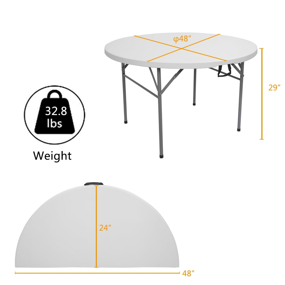 Lowestbest 48" Folding Table, White Round Folding Utility Table for Offices, Schools, Gardens, Guards, Portable Indoor Outdoor Picnic Party Dining Camp Tables Lowestbest 48" Folding Table, White Round Folding Utility Table for Offices, Schools, Gardens, Guards, Portable Indoor Outdoor Picnic Party Dining Camp Tables