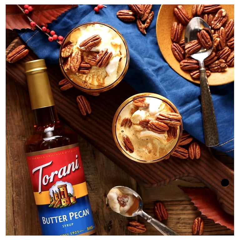 Torani Butter Pecan Syrup, 25.4 Fl Oz Liquid in Glass Bottle with Natural  Flavors