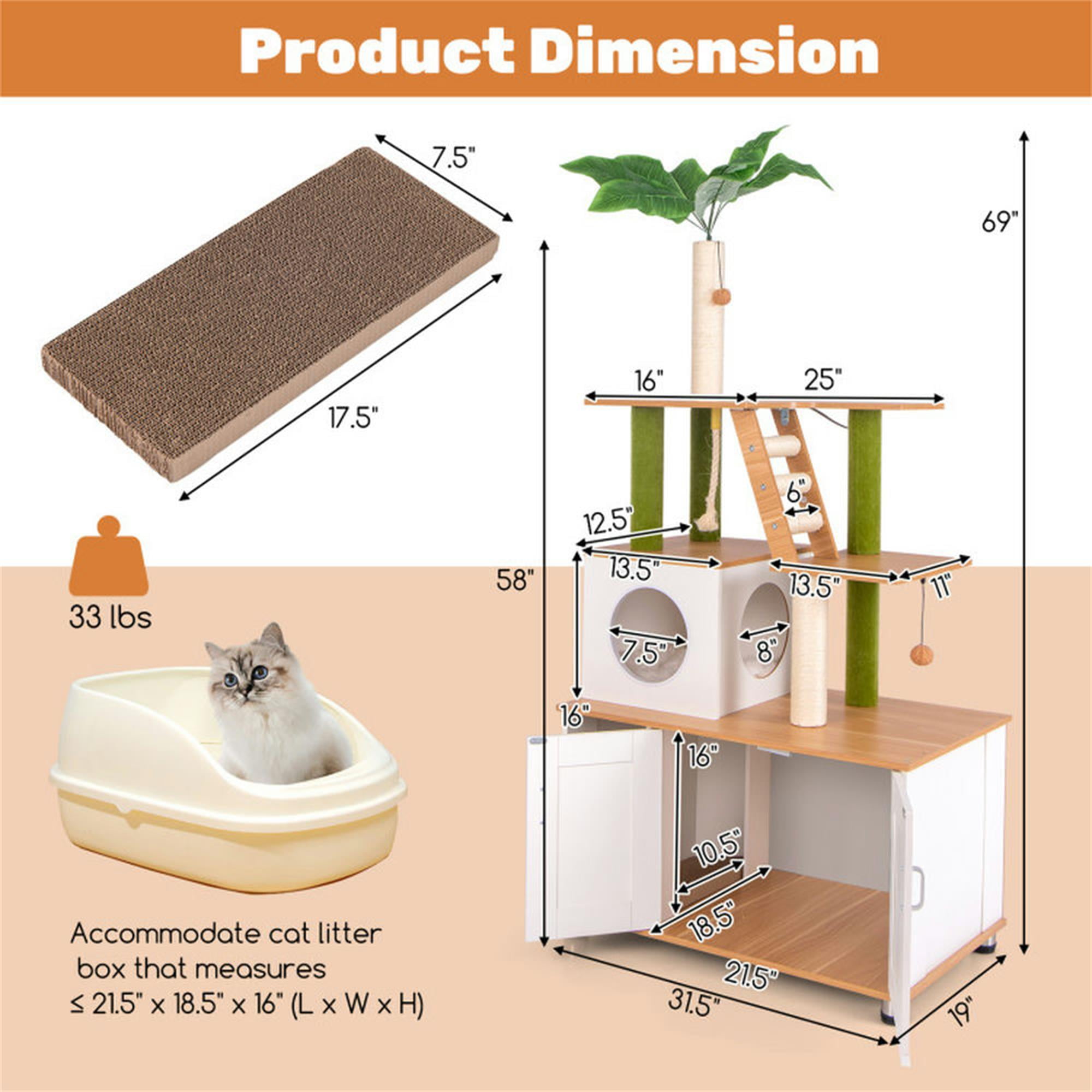 Pefilos 69" Cat Tree Tower with Litter Box Enclosure, 2-in-1 Modern Cat Condo with Scratching Posts, Washable Cushions, Hidden Cat Washroom, White Pefilos 69" Cat Tree Tower with Litter Box Enclosure, 2-in-1 Modern Cat Condo with Scratching Posts, Washable Cushions, Hidden Cat Washroom, White