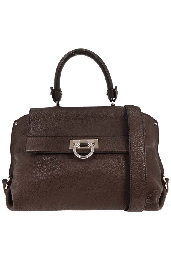 Pre-Owned Salvatore Ferragamo Sofia Satchel Grainy Leather Brown Leather Handbag