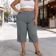 thumbnail image 7 of Yertdoel Capri Pants for Women Plus Size, Elastic Waist Drawstring Pants Loose Comfy Summer Beach Vacation Stylish Casual Capri Pants, L-5XL, 7 of 7