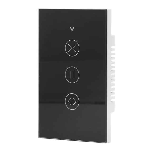Smart Curtain Switch, AC 50/60Hz APP Remote Control US Plug 90-250V Curtain Switch Group Control for Bedroom Black