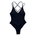 thumbnail image 2 of Trajes de baño de una pieza para mujer, traje de baño con cuello halter y escote en V profundo, traje de baño S, 2 of 8