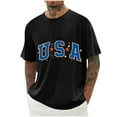 thumbnail image 2 of Xysaqa USA Letter Printed T-Shirt Men's Patriotic T-Shirt American Flag Graphic Tee Men Big & Tall Workout Shirt Gym Bodybuilding Short Sleeve Sports Shirts Tops 2X 3X 4X Clearance, 2 of 5
