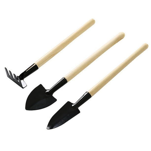 Juego de herramientas de jardín, kit de jardinería resistente de aluminio fundido de 3 piezas que incluye paleta de mano, paleta de trasplante y rastrillo de mano cultivador, con mango, 1,23 cp