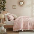 thumbnail image 2 of 100% Cotton Ruffled Comforter Set Queen, White Shabby Chic Farmhouse Bedding Set French Country Cute Comforter Set, 2 of 7