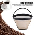 thumbnail image 3 of Injueey Malla de filtro de café reutilizable estilo cono Accesorios para cafés permanentes Colador Cesta de filtración de acero inoxidable Juegos de servir café y té, 3 of 6
