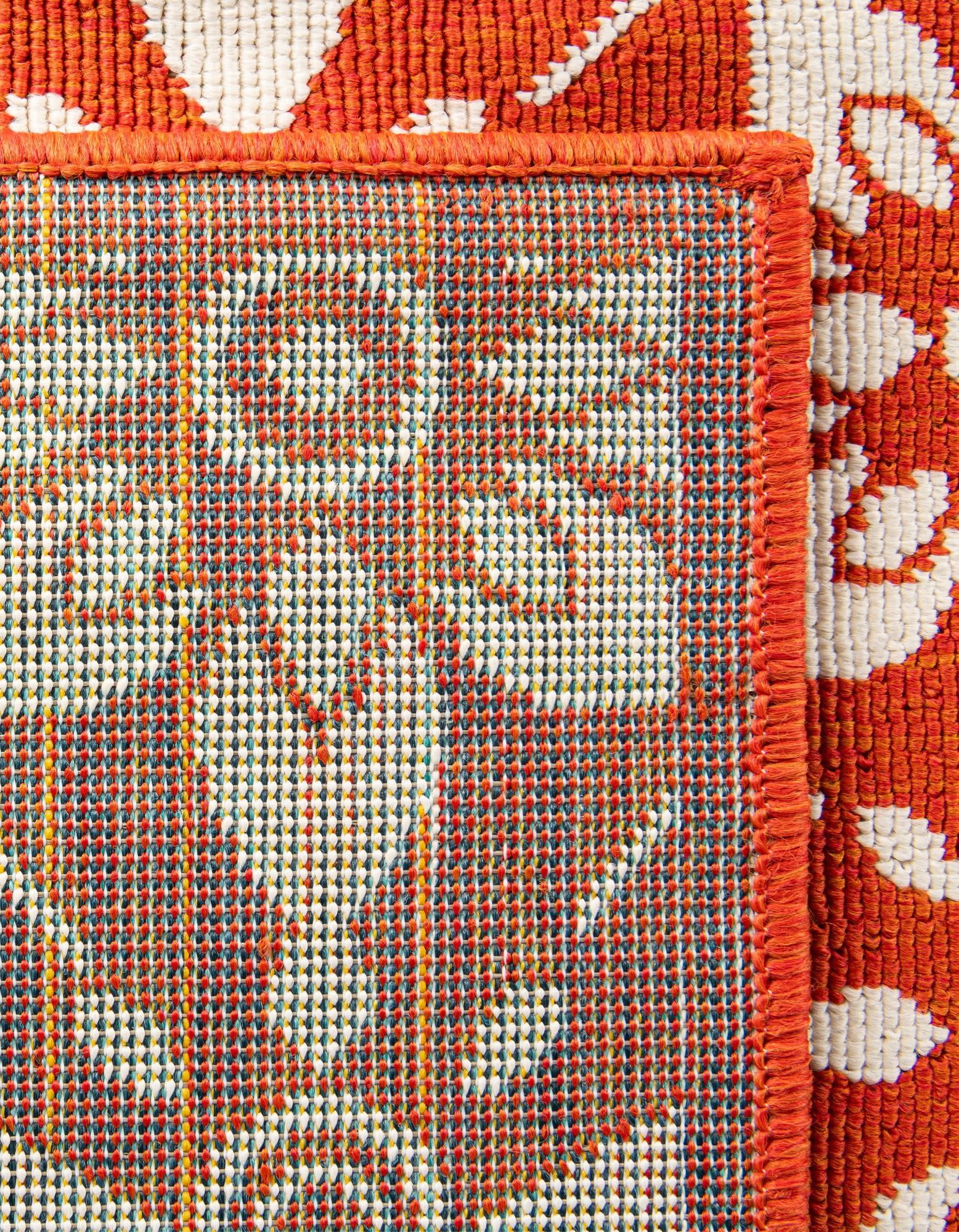 Unique Loom Outdoor Trellis Collection Area Rug - Tiles (9' x 12' Rectangle Rust Red/Ivory)