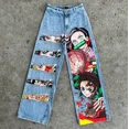 thumbnail image 1 of Pantalones de chándal con bordado de mariposa para hombre y mujer, pantalón de chándal informal a la moda con cordón, a rayas,, 1 of 2