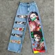thumbnail image 1 of Pantalones de chándal con bordado de mariposa para hombre y mujer, pantalón de chándal informal a la moda con cordón, a rayas,, 1 of 2