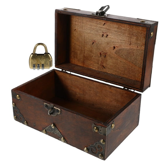 WHAMVOX Storage Case with Password Treasure Chest for Kids Dark Brown