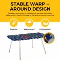 thumbnail image 4 of Blue Christmas Table Cloths for 8 Foot Rectangle Tables, Winter Xmas Sbowflakes Snowmans Cartoon Patio Waterproof Elastic Fitted Tablecloths, Washable Rectangular Table Cover for Camping, 4 of 8