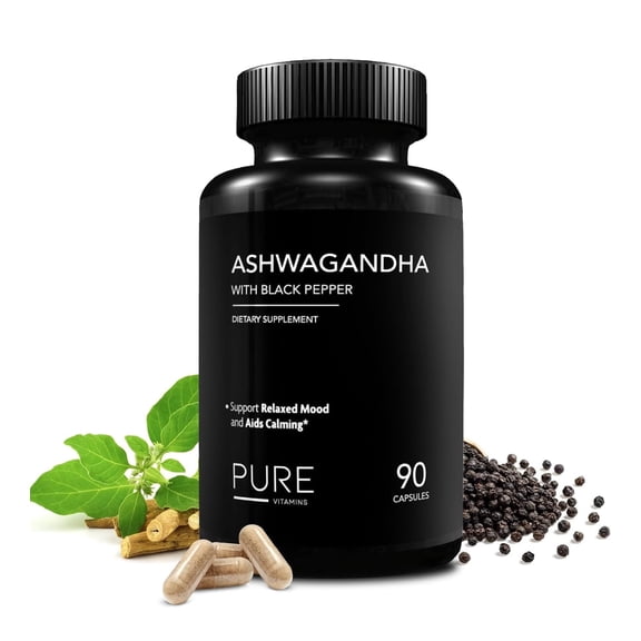 Organic Ashwagandha with Black Pepper - 90 Vegetarians Capsules | Ashwagandha Organic Energy Supplement | Pure Ashwagandha Capsules | Ashwagandha Tablets - Non-GMO, Supports Calming and Relaxed Mood