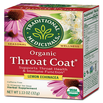 Traditional Medicinals Tea,  Throat Coat Lemon Echinacea, Tea Bags, 16 Count