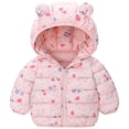 thumbnail image 2 of Nwiuh Infant Baby Cute Cartoon Prints Winter Jacket Bear Ear Hood Warm Puffer Coat 12M-4T (Pink, 18-24 Months), 2 of 8