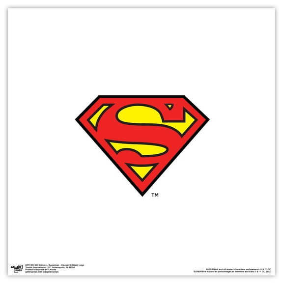 Gallery Pops DC Comics Superman - Classic S-Shield Logo Wall Art, Unframed Version, 12" x 12"