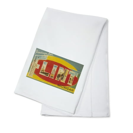 

Greetings from Flint Michigan Vintage Halftone (100% Cotton Tea Towel Decorative Hand Towel Kitchen and Home)