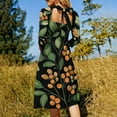 thumbnail image 5 of Dark Leaves Orange Berries Branch Flare Dress Square Neck Dress Elegant Female Fashion Printed Dress, 5 of 9