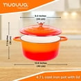 thumbnail image 2 of Olla de hierro fundido con tapa – Cacerola esmaltada antiadherente apta para horno, apta hasta 260 °C – Resistente olla holandesa – Naranja, 5 cuartos, 24 cm – de Nuovva, 2 of 5