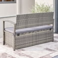 thumbnail image 4 of Gabrielle All-weather Resin Wicker Lounge Patio Sofa Storage Bench in Grey with Cushion, 4 of 7