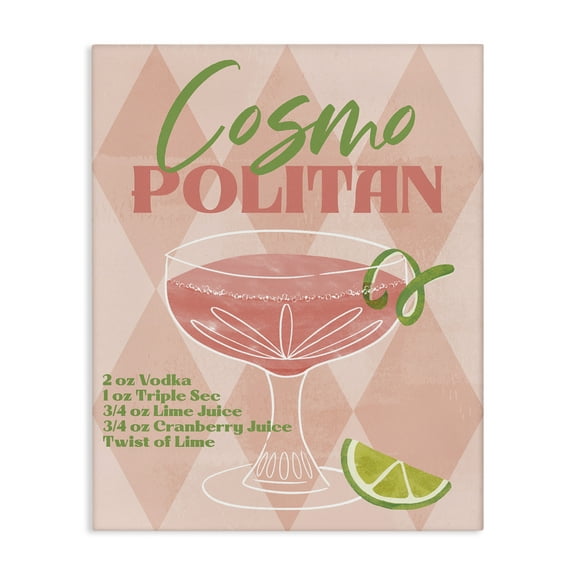 Stupell Industries Retro Cosmopolitan Recipe Food & Beverage Painting Wrapped Canvas Art Print Wall Art, 16 x 20