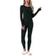 thumbnail image 2 of Conjuntos de ropa interior térmica para mujer INSPIRE CHIC con agujeros para los pulgares, manga larga y leggings, pijama de capa base para el invierno en color negro, 2 of 6